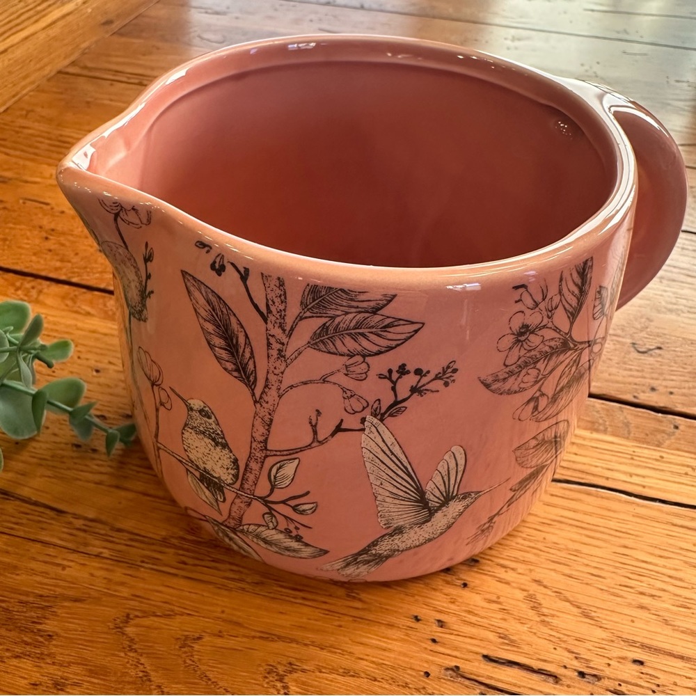 Ceramic Hummingbird Botanical Pitcher / Planter Dusty Pink